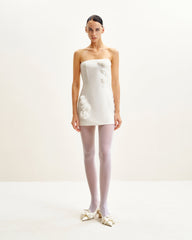 Blossoming Elegance Strapless Dress - White